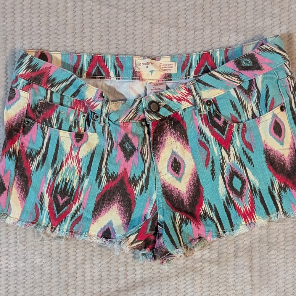 Aztec Teal Jean Shorts